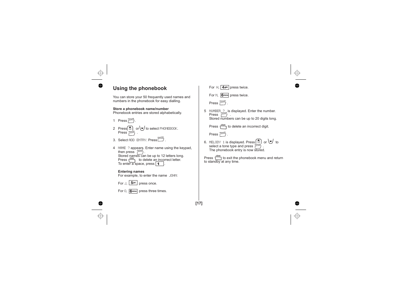 Using the phonebook | Uniden DECT1725 User Manual | Page 18 / 44