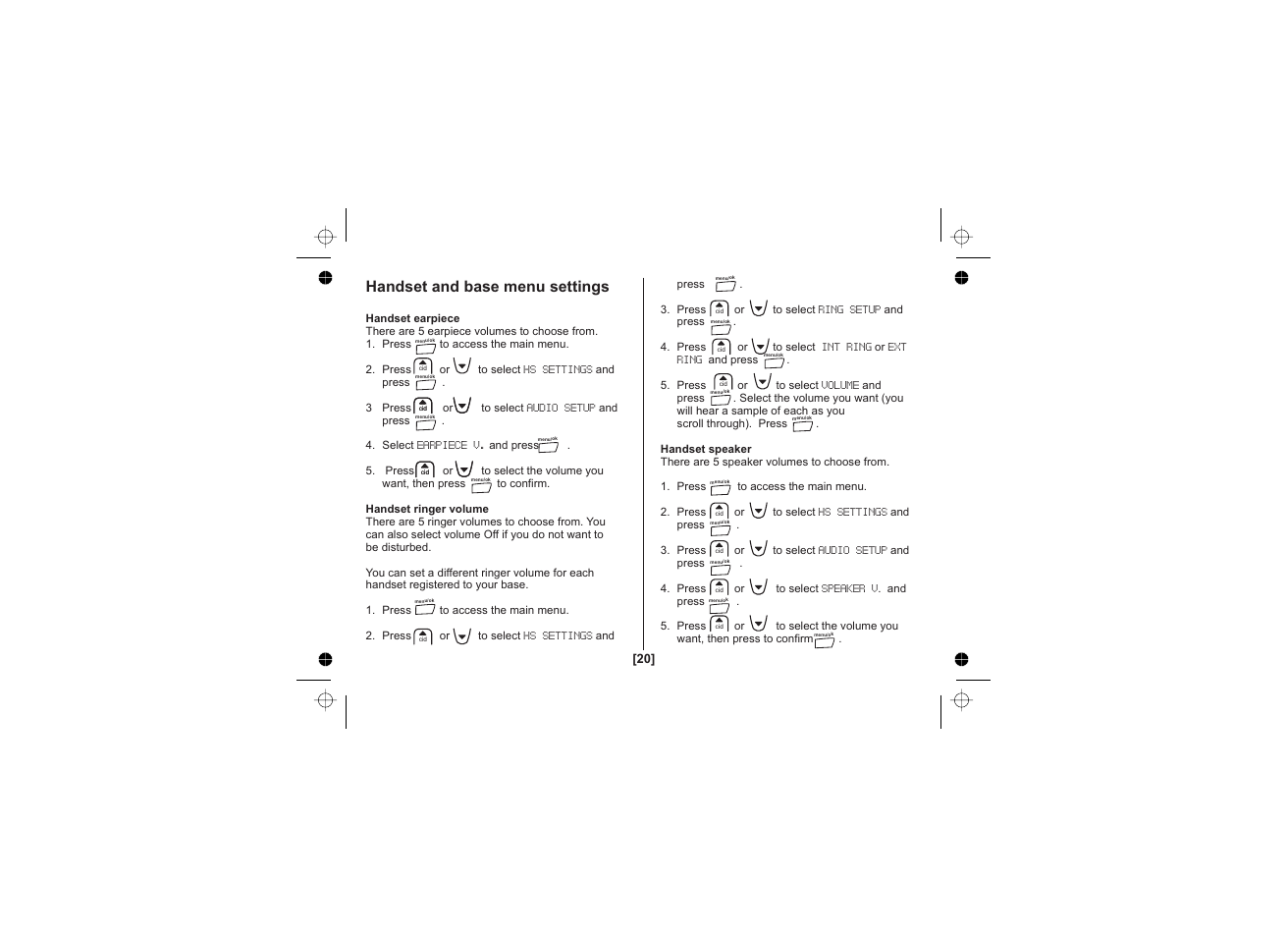 Handset and base menu settings | Uniden DECT1725 User Manual | Page 21 / 44