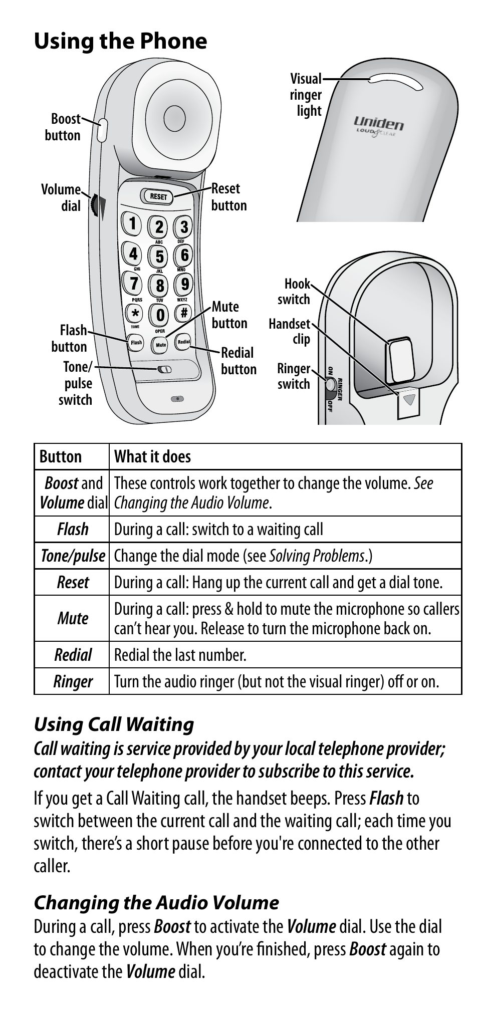 Using the phone | Uniden CEZ200 User Manual | Page 3 / 6