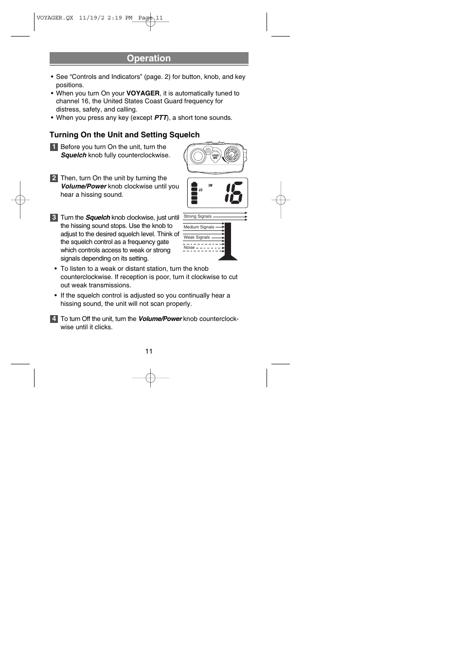 Operation | Uniden VOYAGER User Manual | Page 13 / 40