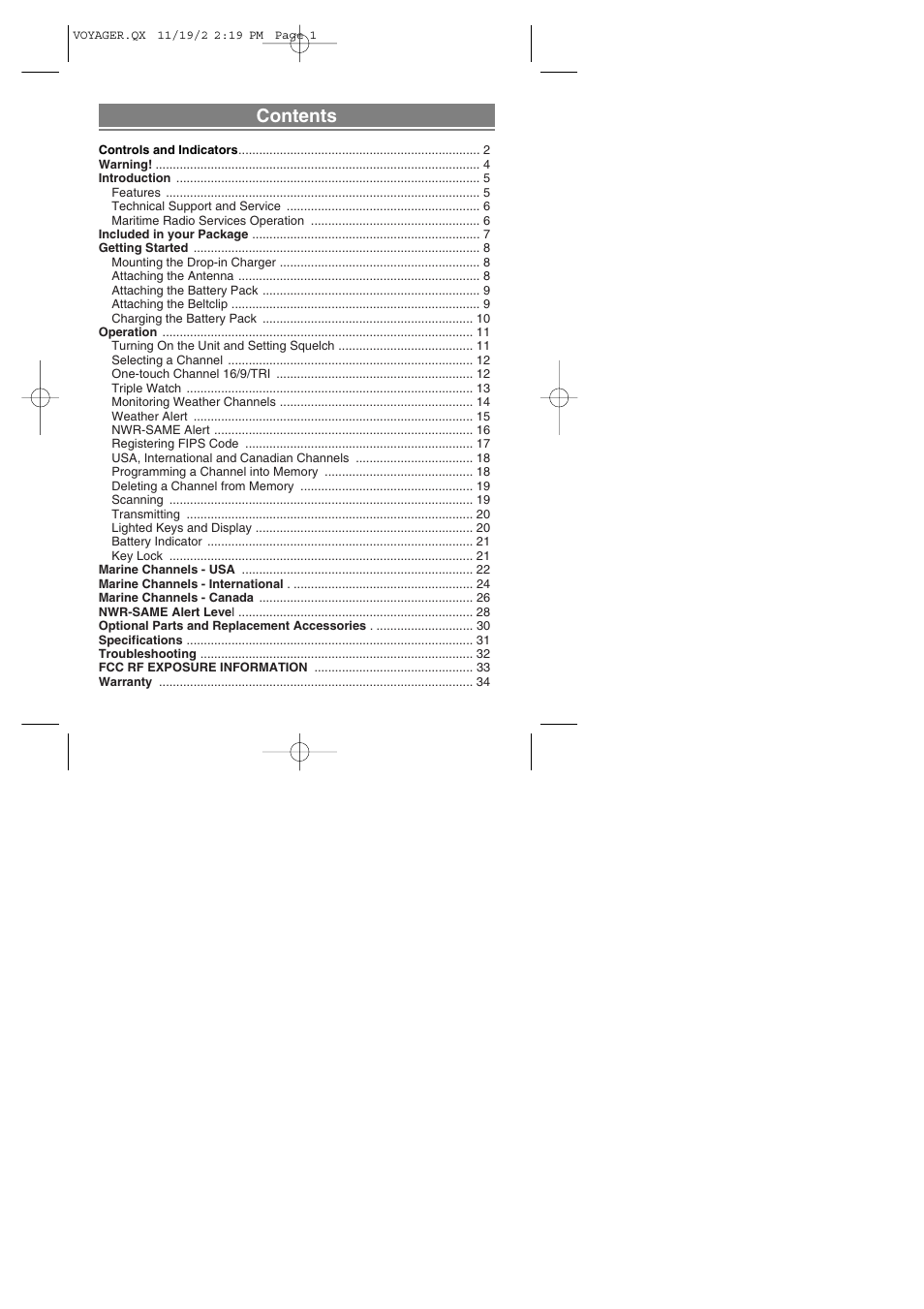 Uniden VOYAGER User Manual | Page 3 / 40
