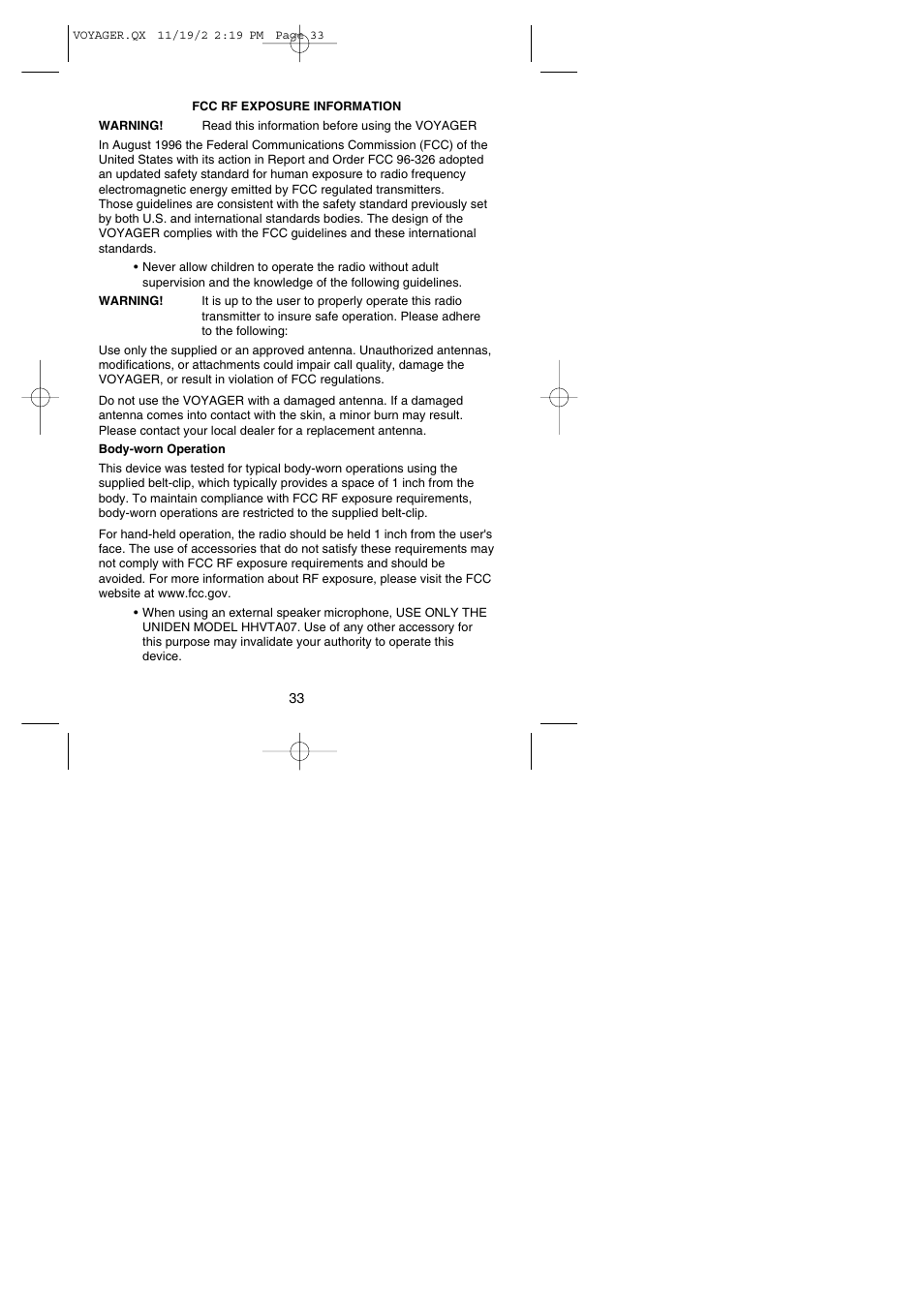 Uniden VOYAGER User Manual | Page 35 / 40