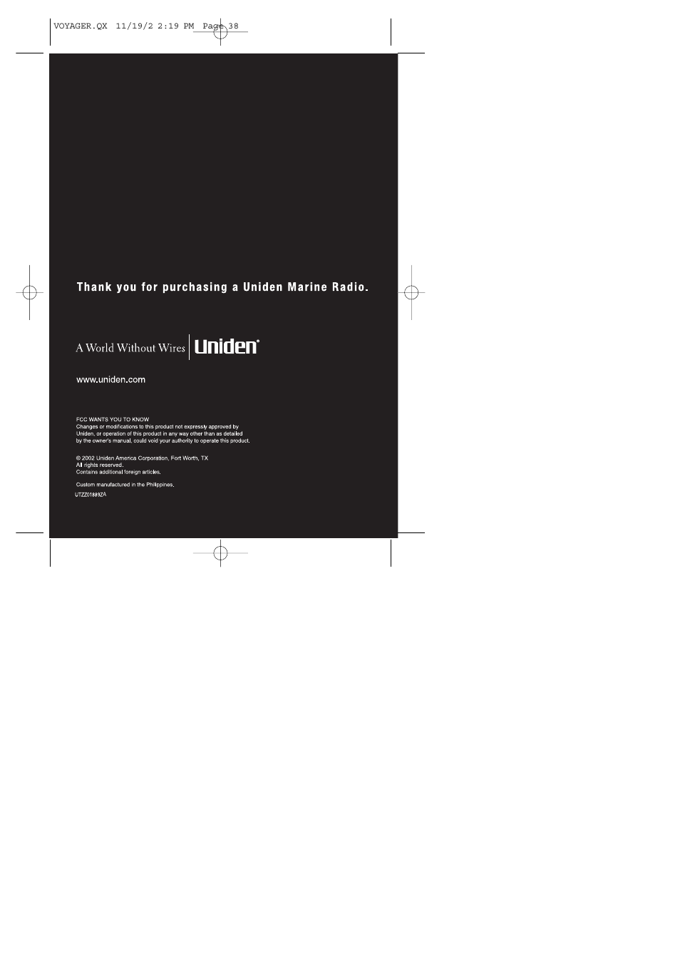 Uniden VOYAGER User Manual | Page 40 / 40