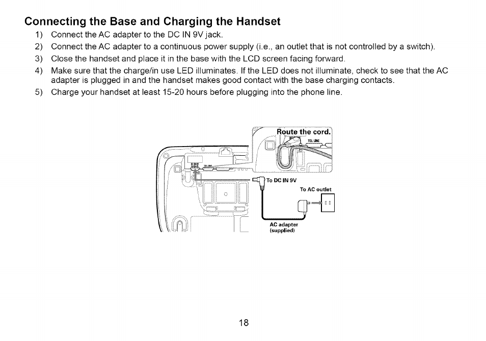 Connecting the base and charging the handset | Uniden Cordless Telephone User Manual | Page 19 / 88