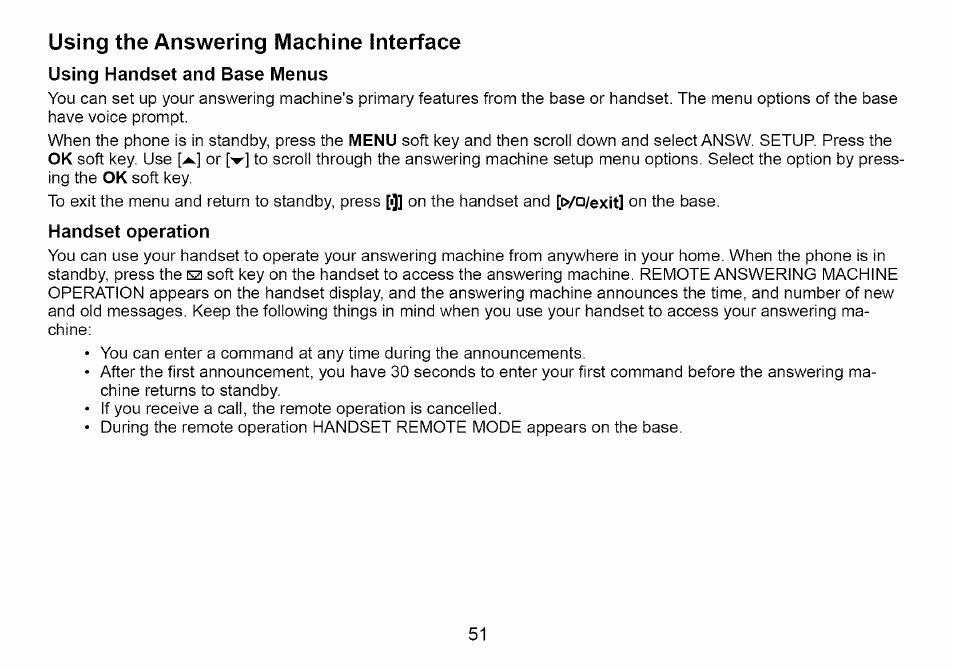 Using the answering machine interface | Uniden Cordless Telephone User Manual | Page 52 / 88