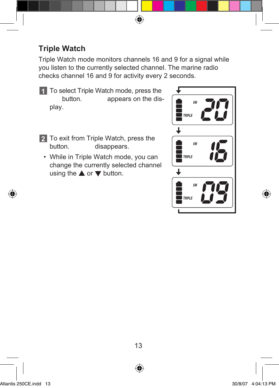 Triple watch | Uniden ATLANTIS 250 User Manual | Page 15 / 28
