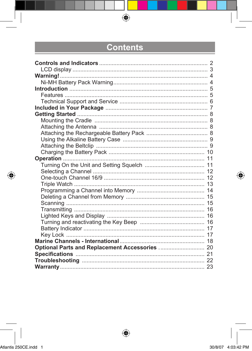 Uniden ATLANTIS 250 User Manual | Page 3 / 28