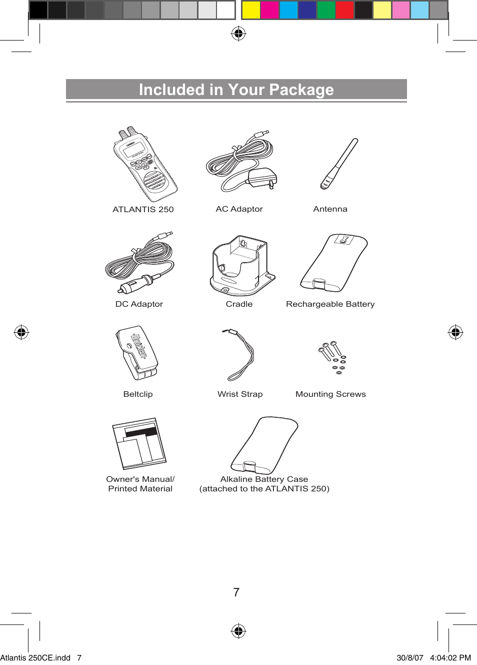 Included in your package | Uniden ATLANTIS 250 User Manual | Page 9 / 28