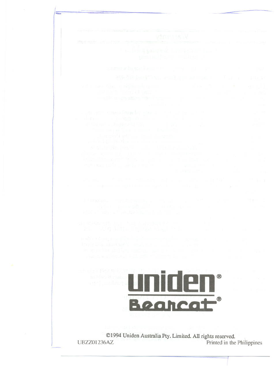 Uniden | Uniden UBC144XLT User Manual | Page 20 / 20