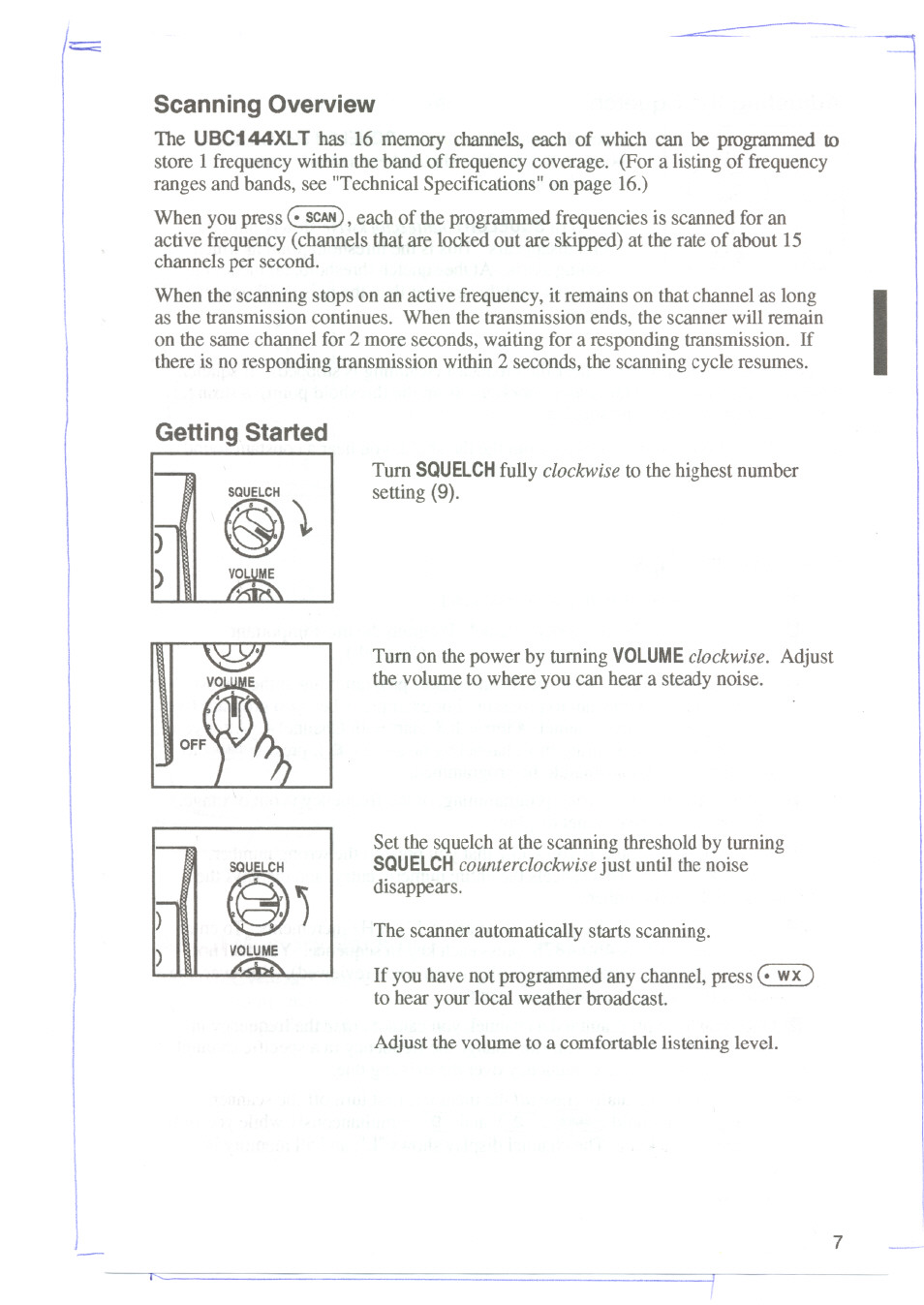 Getting started | Uniden UBC144XLT User Manual | Page 9 / 20