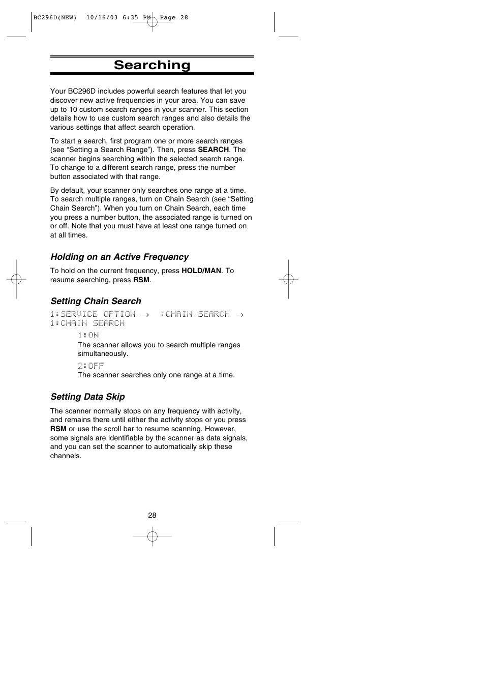 Searching | Uniden BC296D User Manual | Page 34 / 88