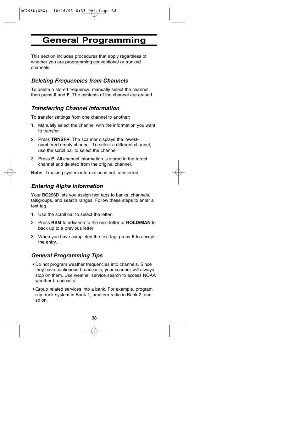 General programming | Uniden BC296D User Manual | Page 44 / 88