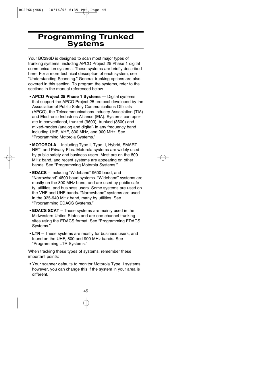 Programming trunked systems | Uniden BC296D User Manual | Page 51 / 88