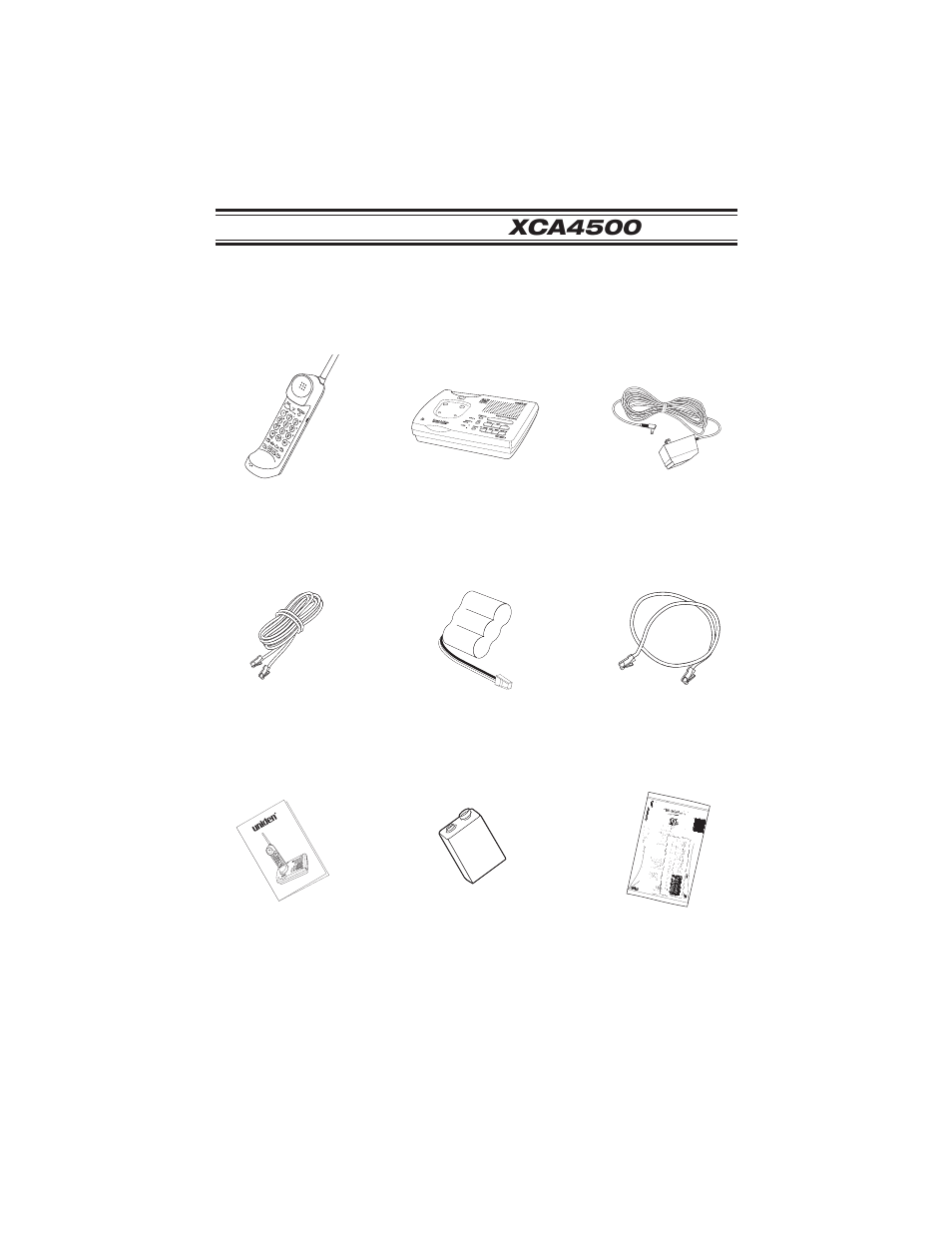 Included with your xca4500 6, Included with your, Xca4500 | Included with your xca4500 | Uniden XCA4500 User Manual | Page 6 / 90