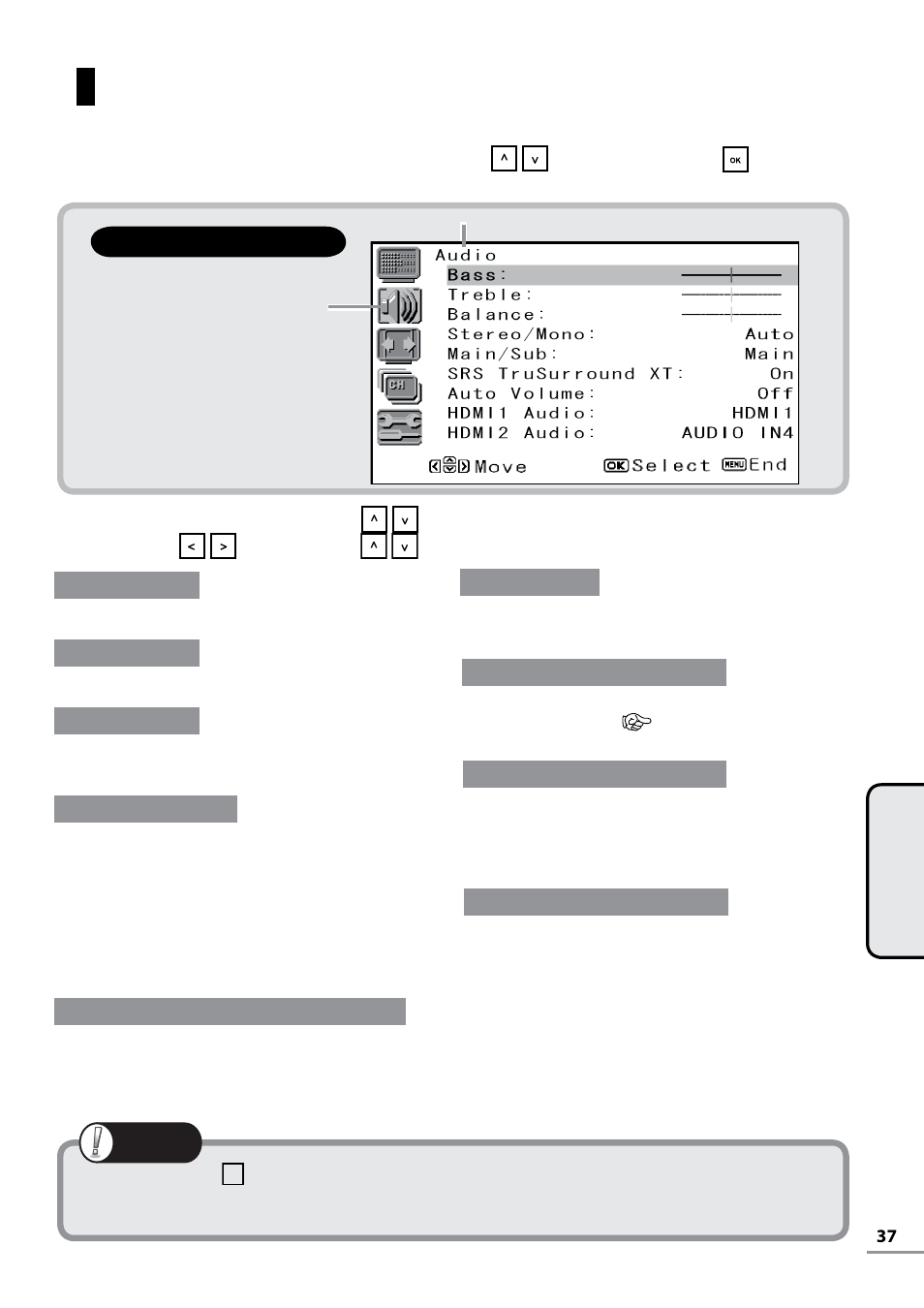 Audio setup | Uniden TL27WRA-B User Manual | Page 37 / 52