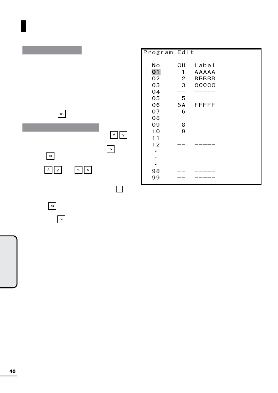 Channel setup (cont’d) | Uniden TL27WRA-B User Manual | Page 40 / 52