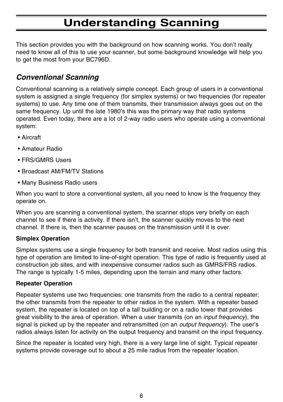 Understanding scanning | Uniden APCO 25 User Manual | Page 12 / 84
