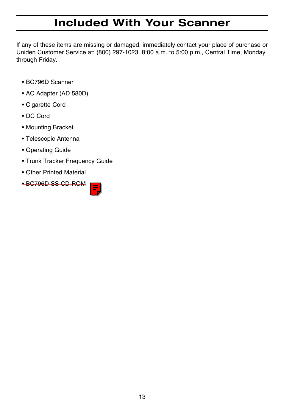 Included with your scanner | Uniden APCO 25 User Manual | Page 19 / 84