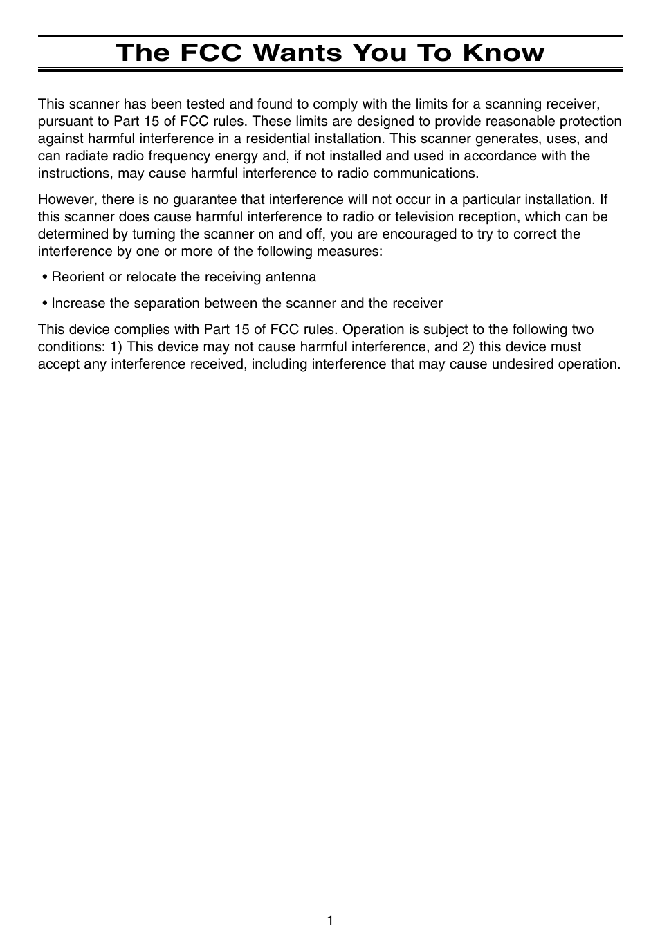 The fcc wants you to know | Uniden APCO 25 User Manual | Page 7 / 84