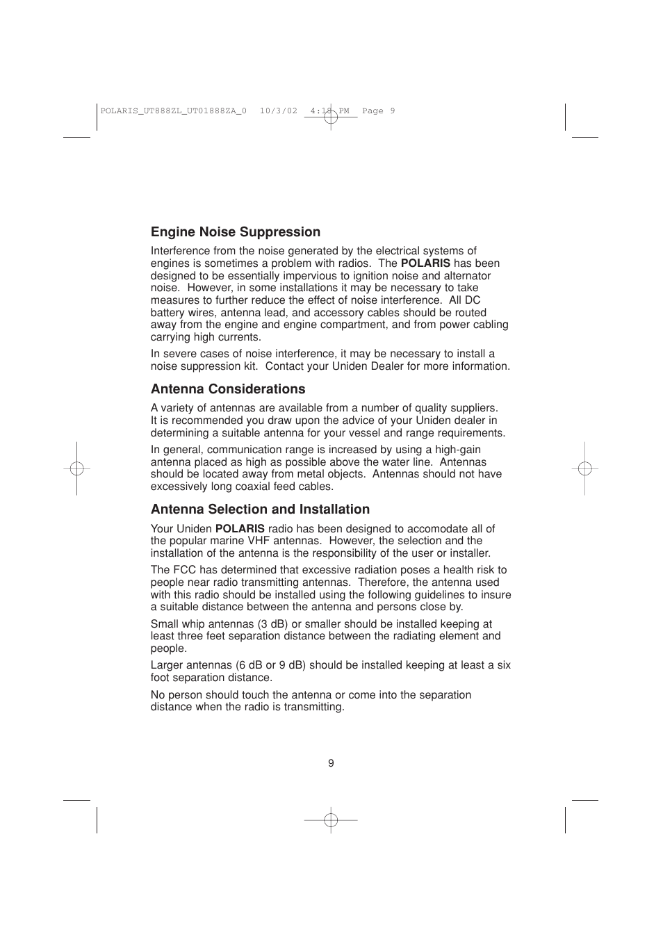 Uniden POLARIS User Manual | Page 12 / 76