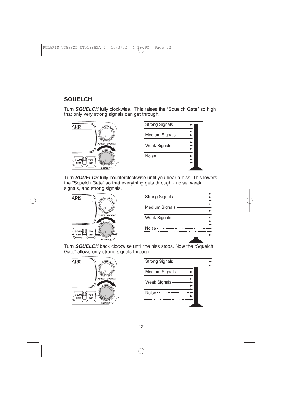 Squelch | Uniden POLARIS User Manual | Page 15 / 76