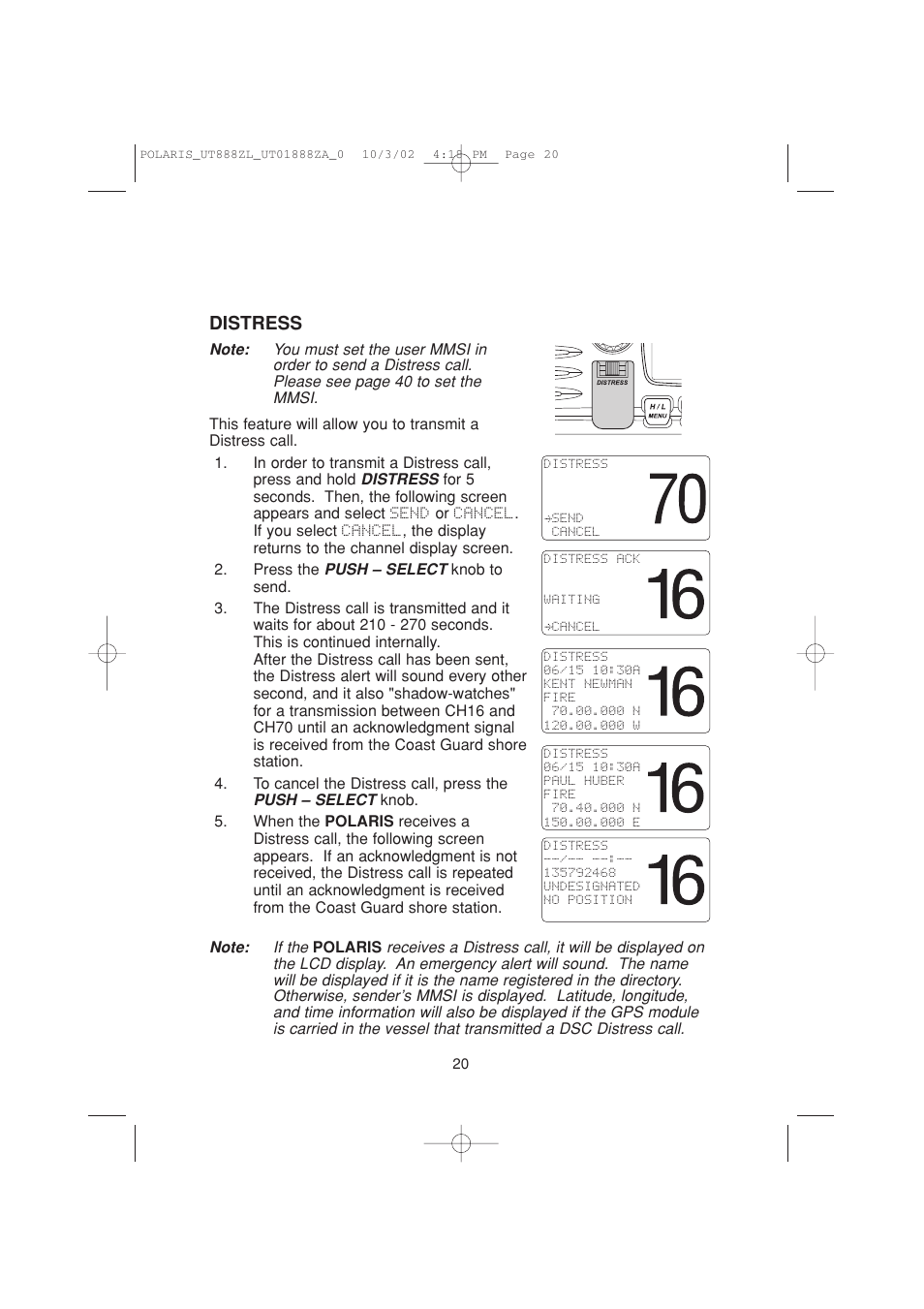 Distress | Uniden POLARIS User Manual | Page 23 / 76