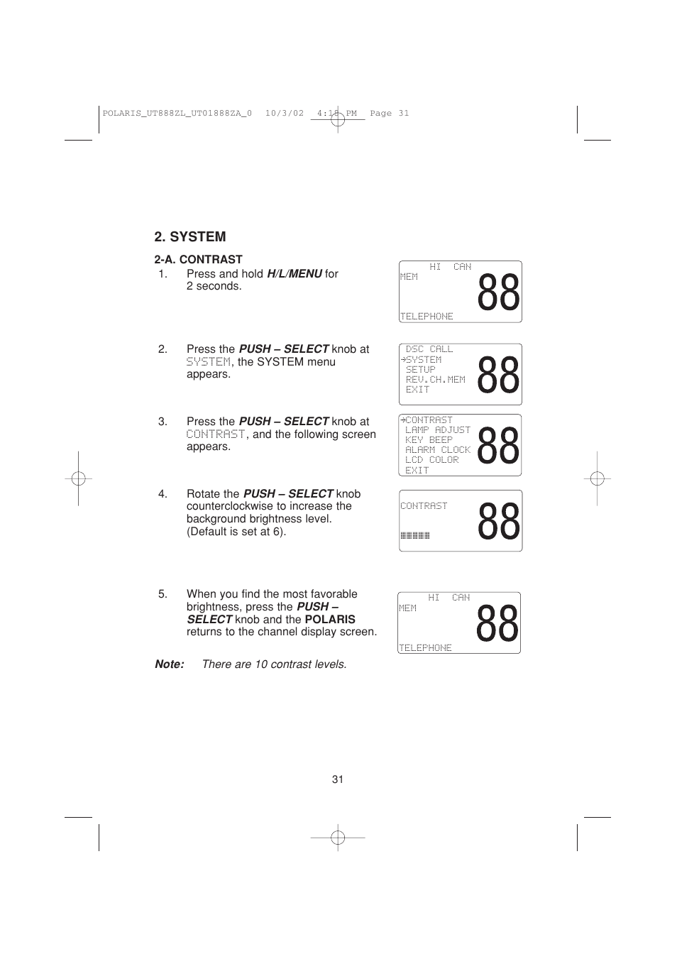 System | Uniden POLARIS User Manual | Page 34 / 76