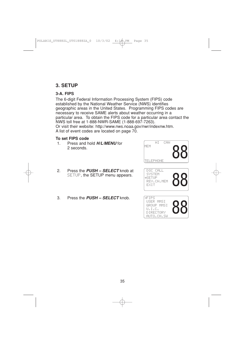 Setup | Uniden POLARIS User Manual | Page 38 / 76