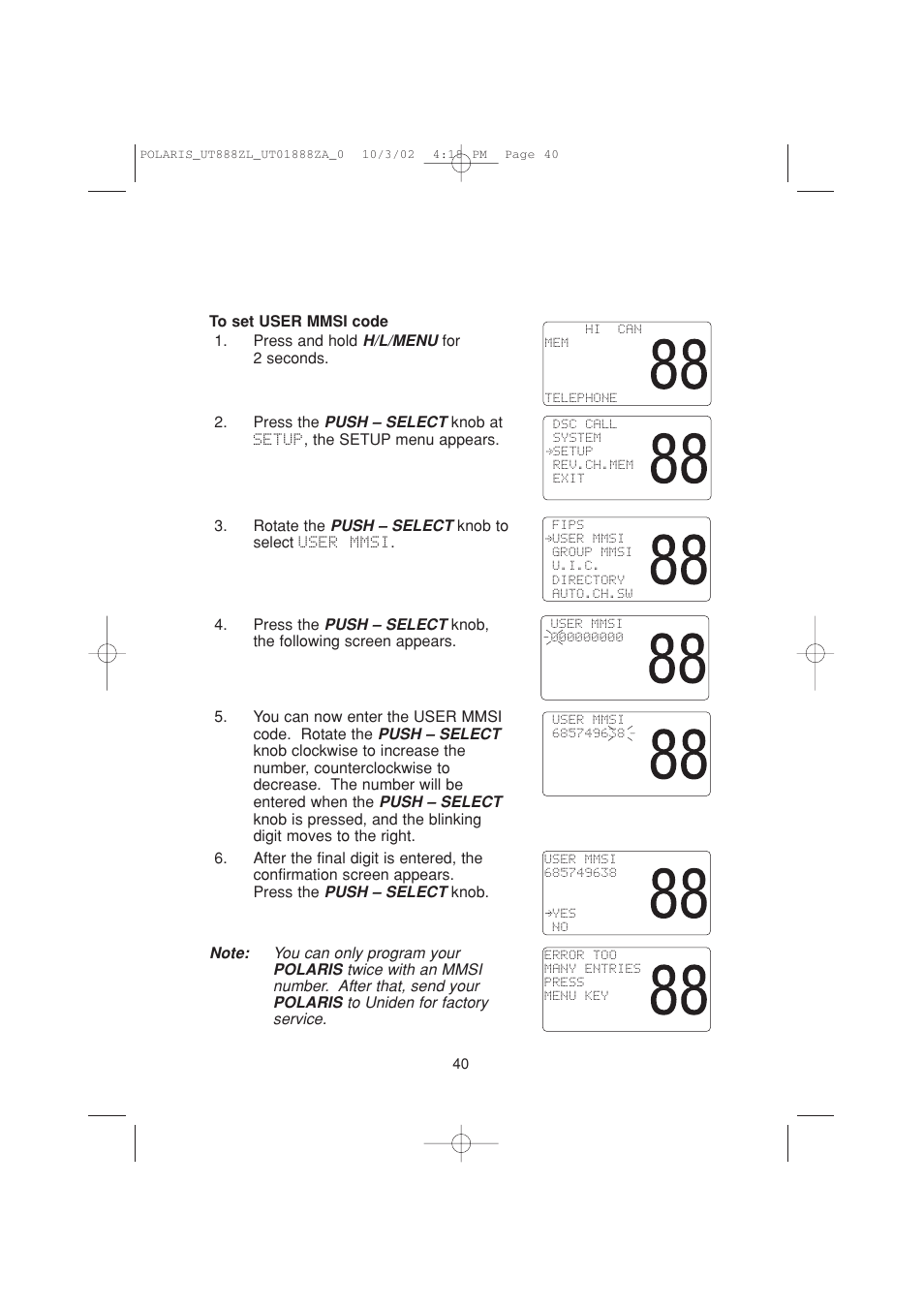 Uniden POLARIS User Manual | Page 43 / 76