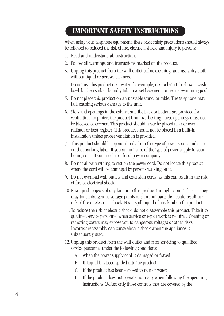 Important safety instructions | Uniden XSA660 User Manual | Page 10 / 38