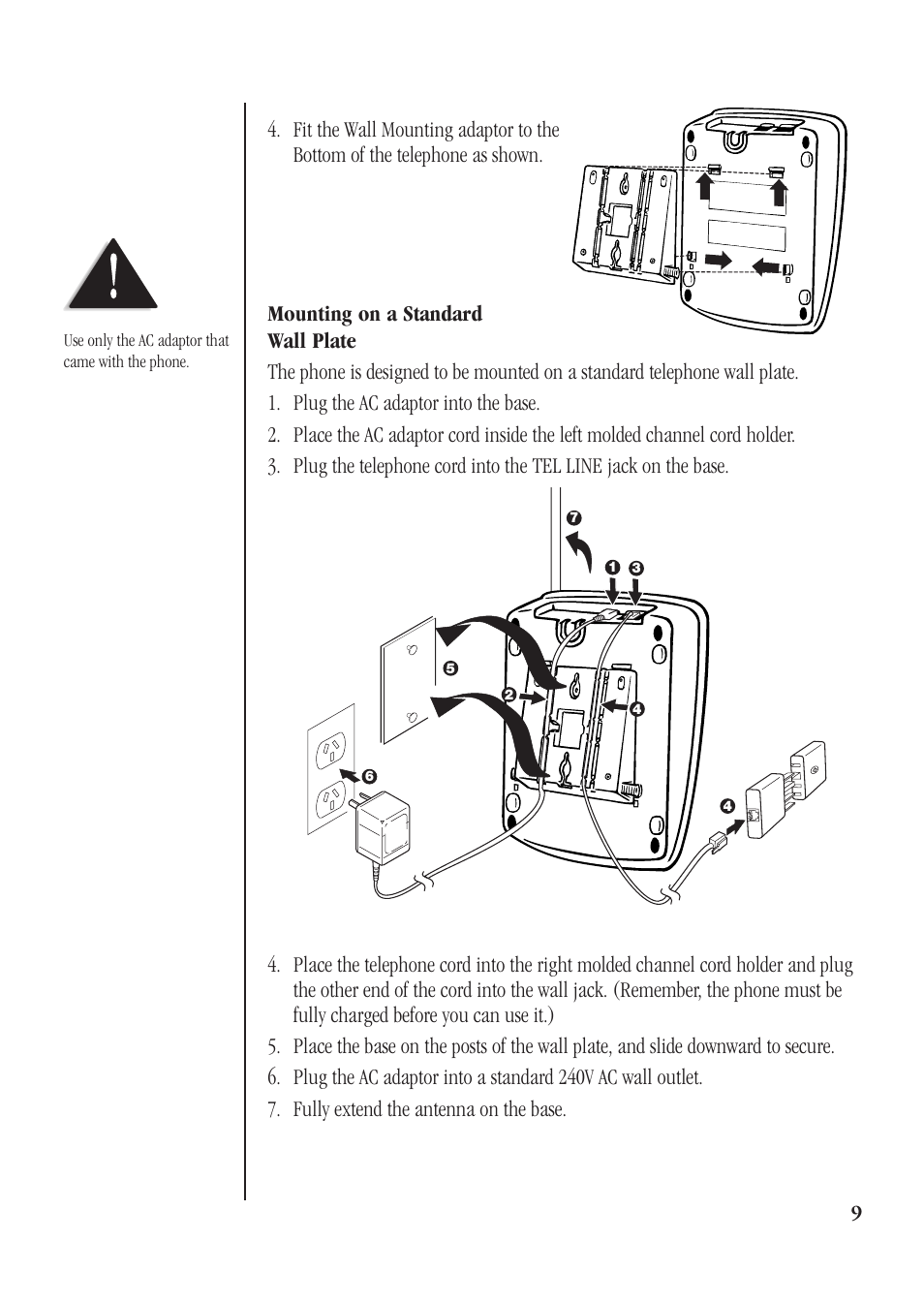 Mounting on a standard wall plate | Uniden XSA660 User Manual | Page 15 / 38