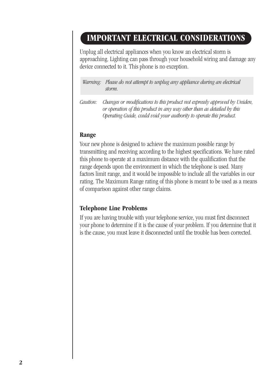 Important electrical considerations | Uniden XSA660 User Manual | Page 8 / 38