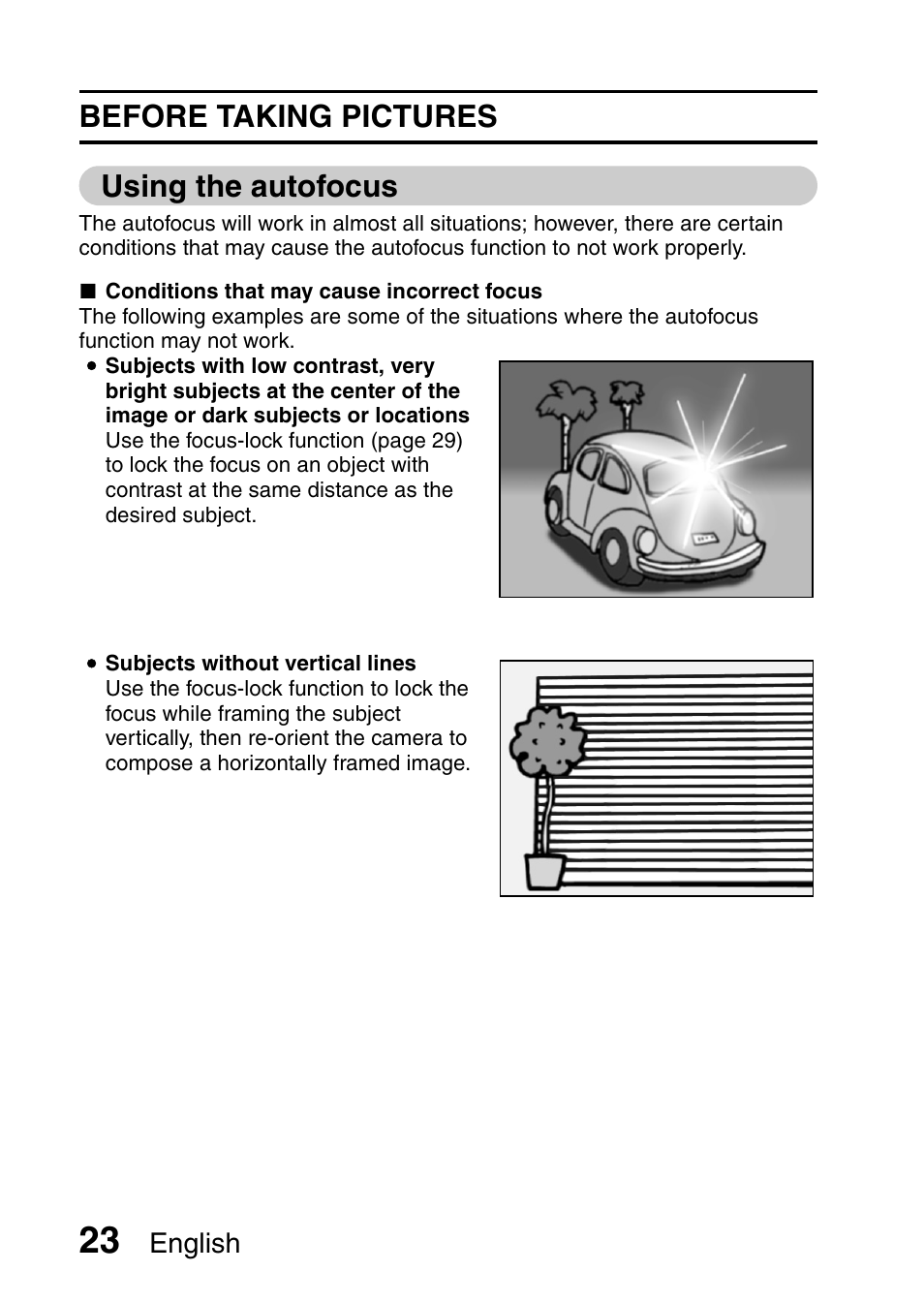 Before taking pictures using the autofocus | Uniden UDC-5M User Manual | Page 29 / 134