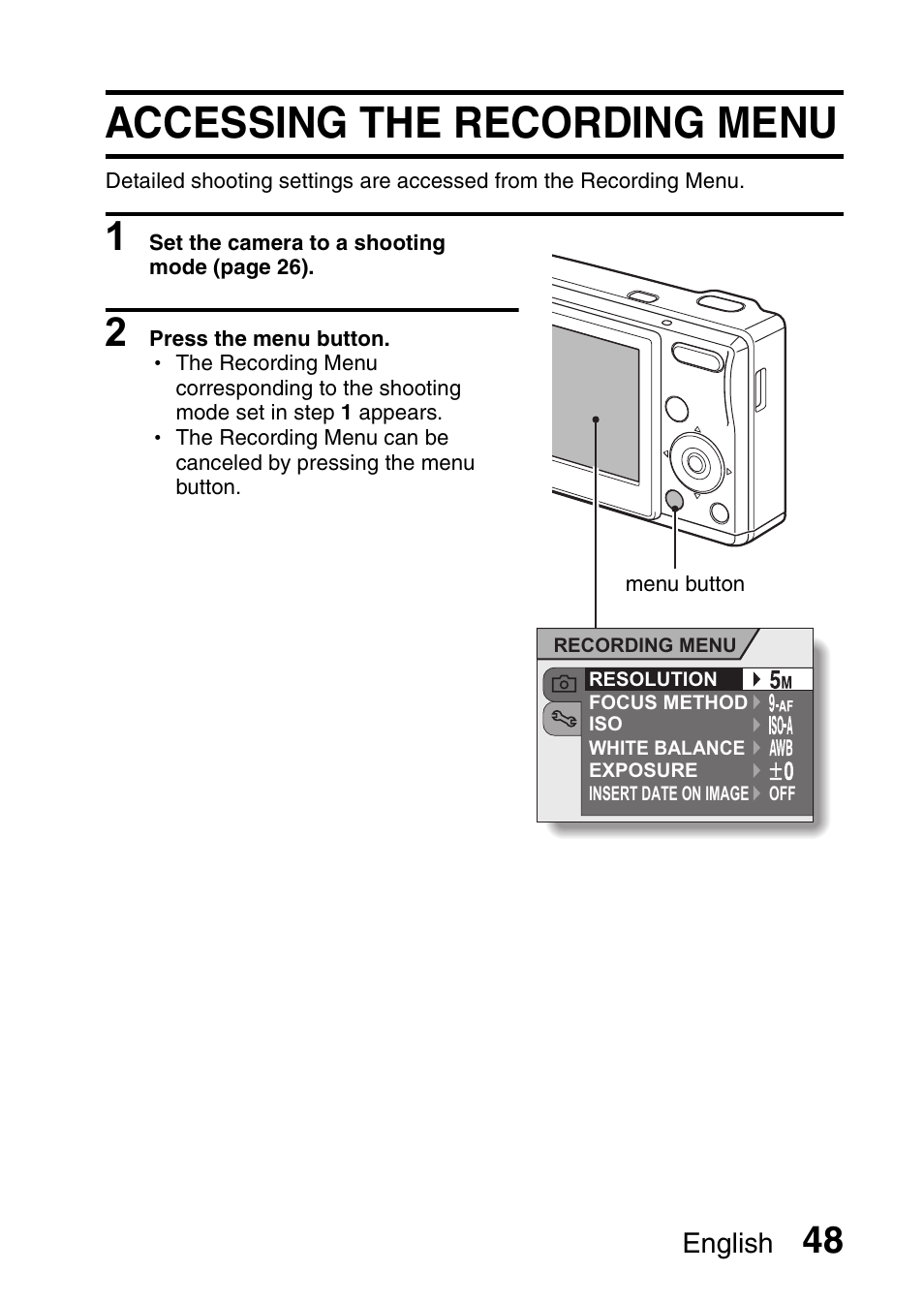 Accessing the recording menu | Uniden UDC-5M User Manual | Page 54 / 134