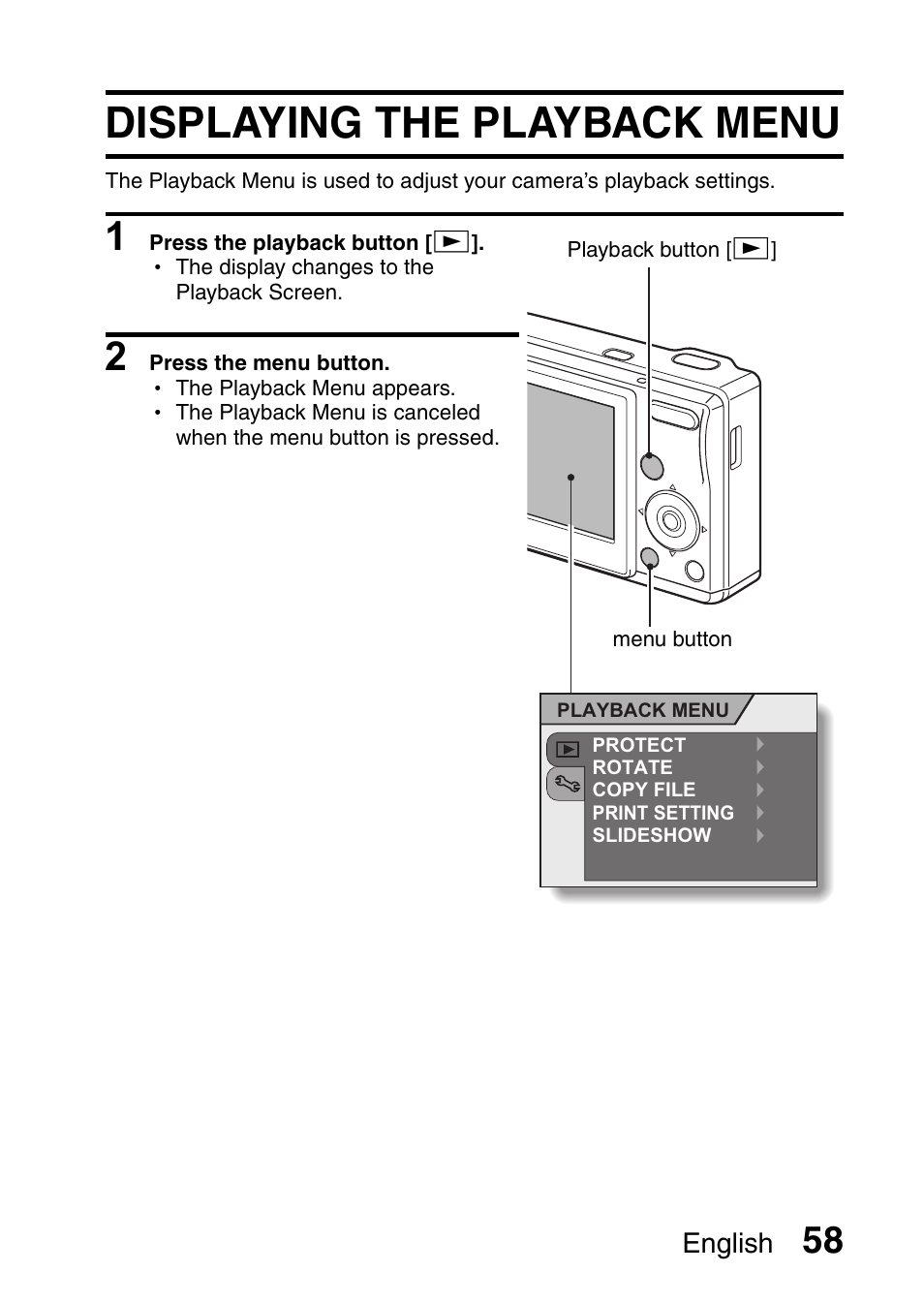 Displaying the playback menu | Uniden UDC-5M User Manual | Page 64 / 134