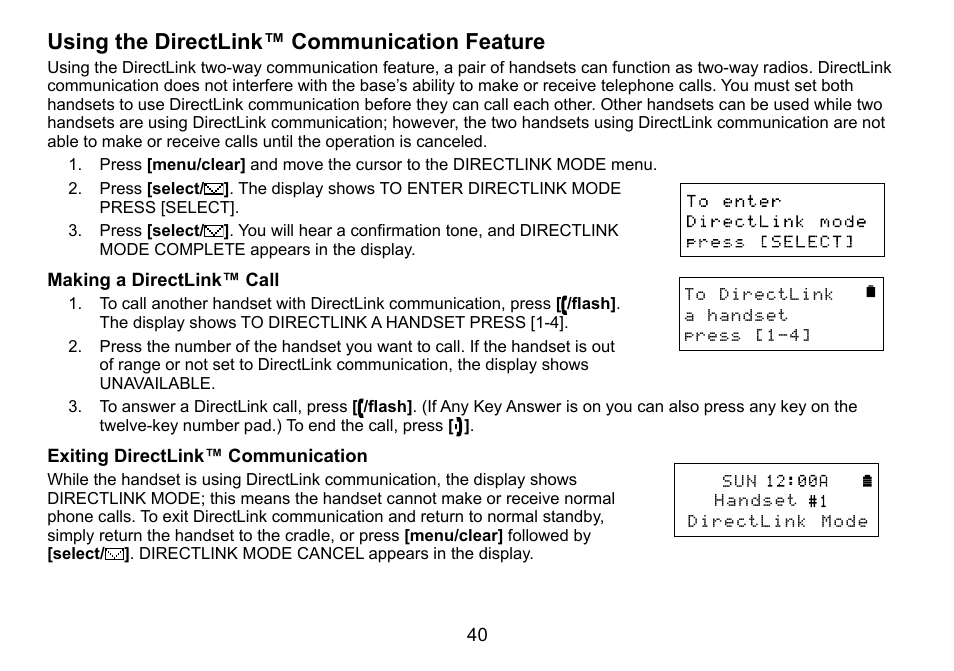 Using the directlink™ communication feature | Uniden DCT758 User Manual | Page 41 / 76