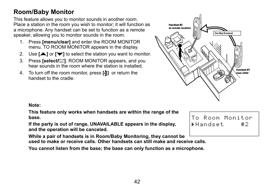 Room/baby monitor | Uniden DCT758 User Manual | Page 43 / 76