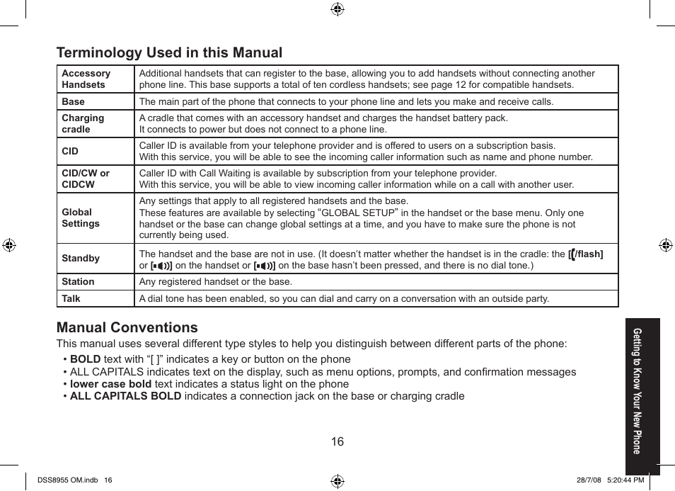 Terminology used in this manual, Manual conventions | Uniden DSS8955+3 User Manual | Page 17 / 68