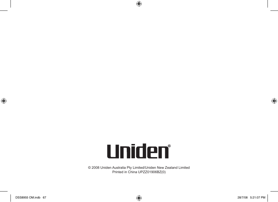 Uniden DSS8955+3 User Manual | Page 68 / 68