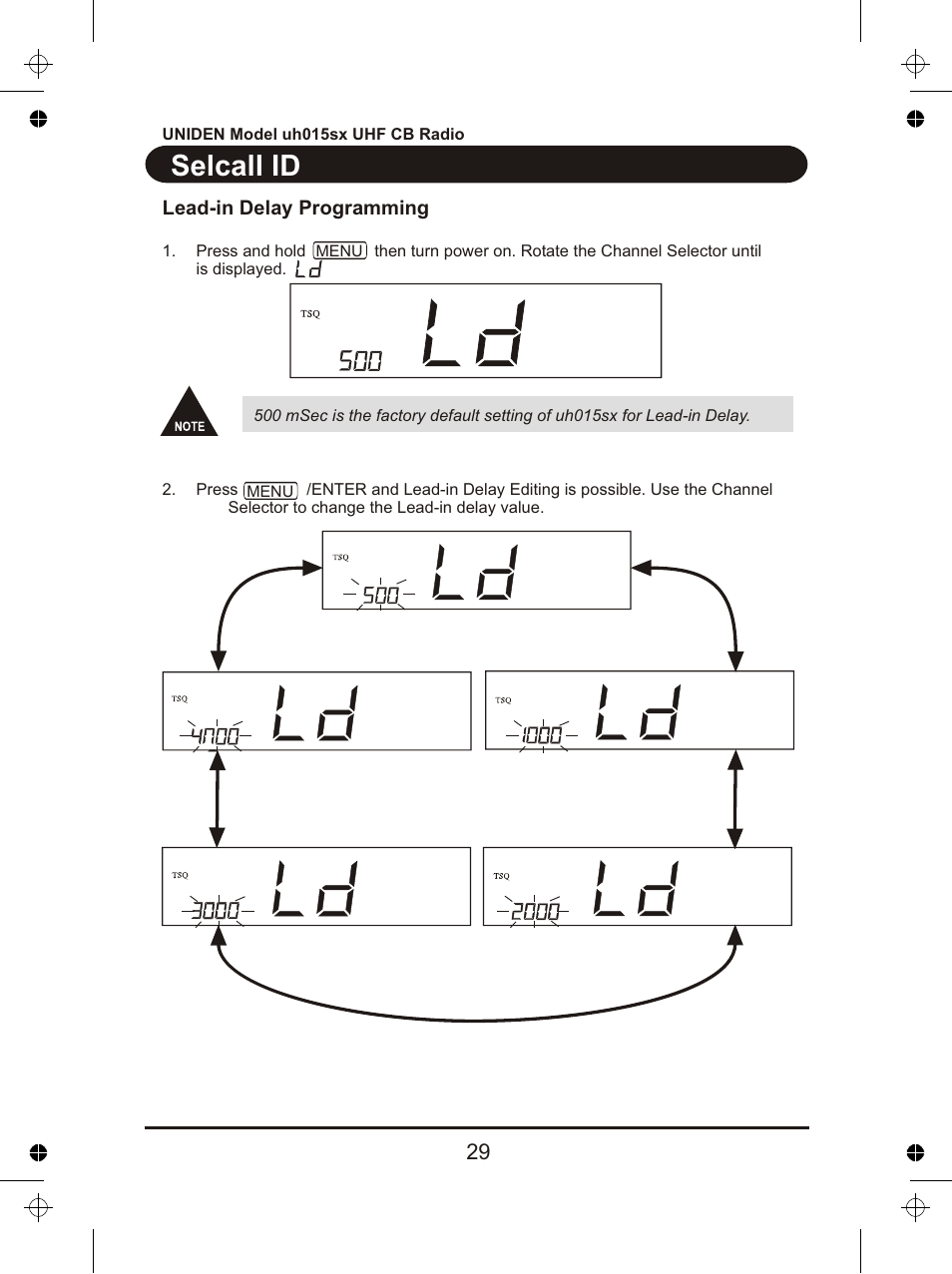 Selcall id | Uniden UH015sx User Manual | Page 30 / 40