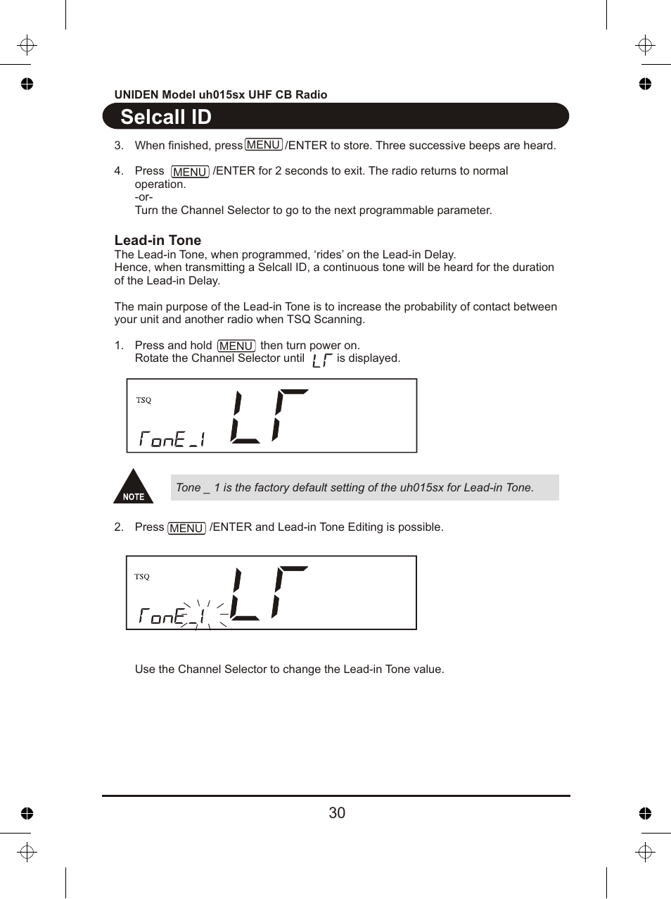 Selcall id | Uniden UH015sx User Manual | Page 31 / 40