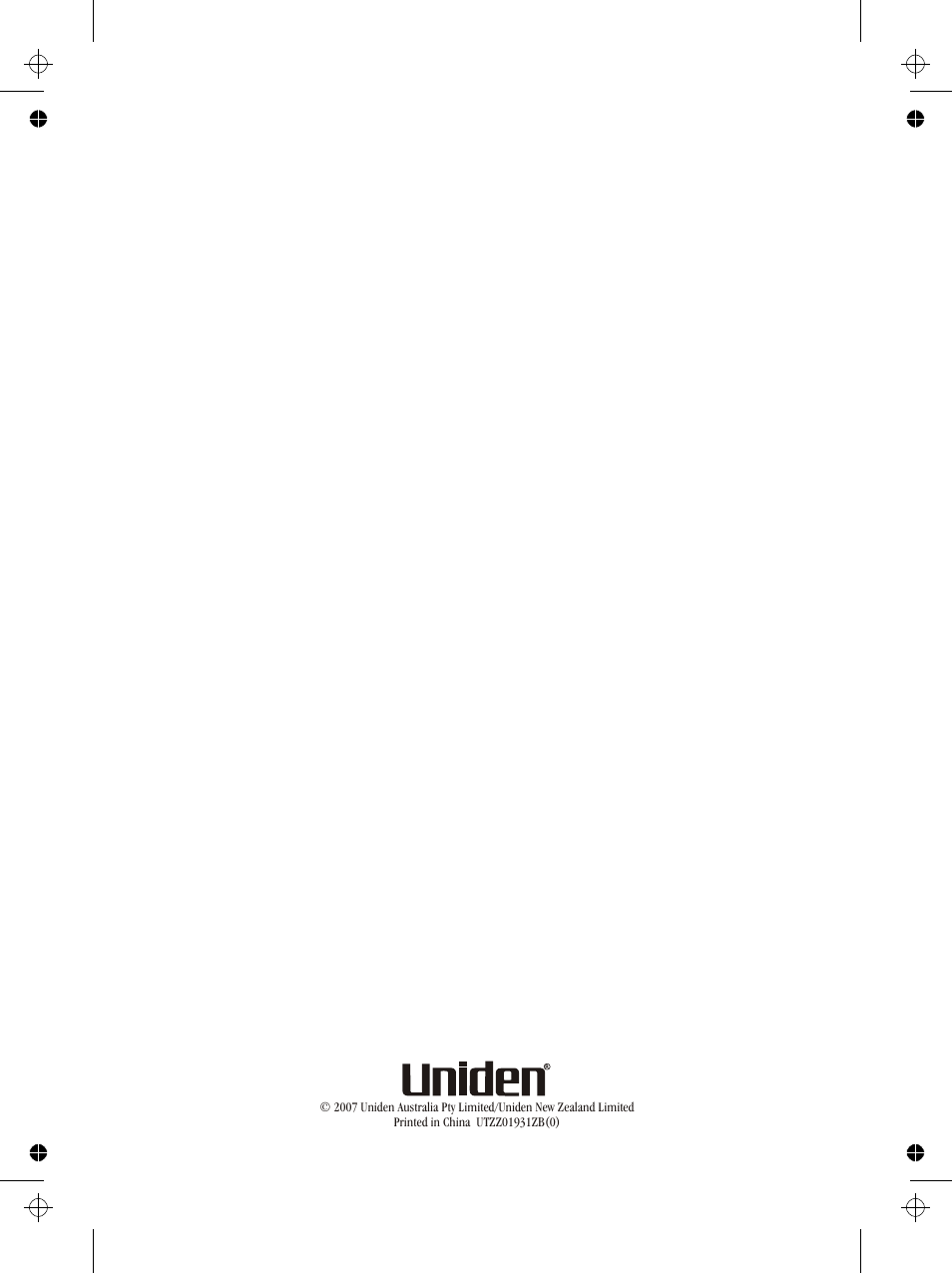 Uniden UH015sx User Manual | Page 40 / 40