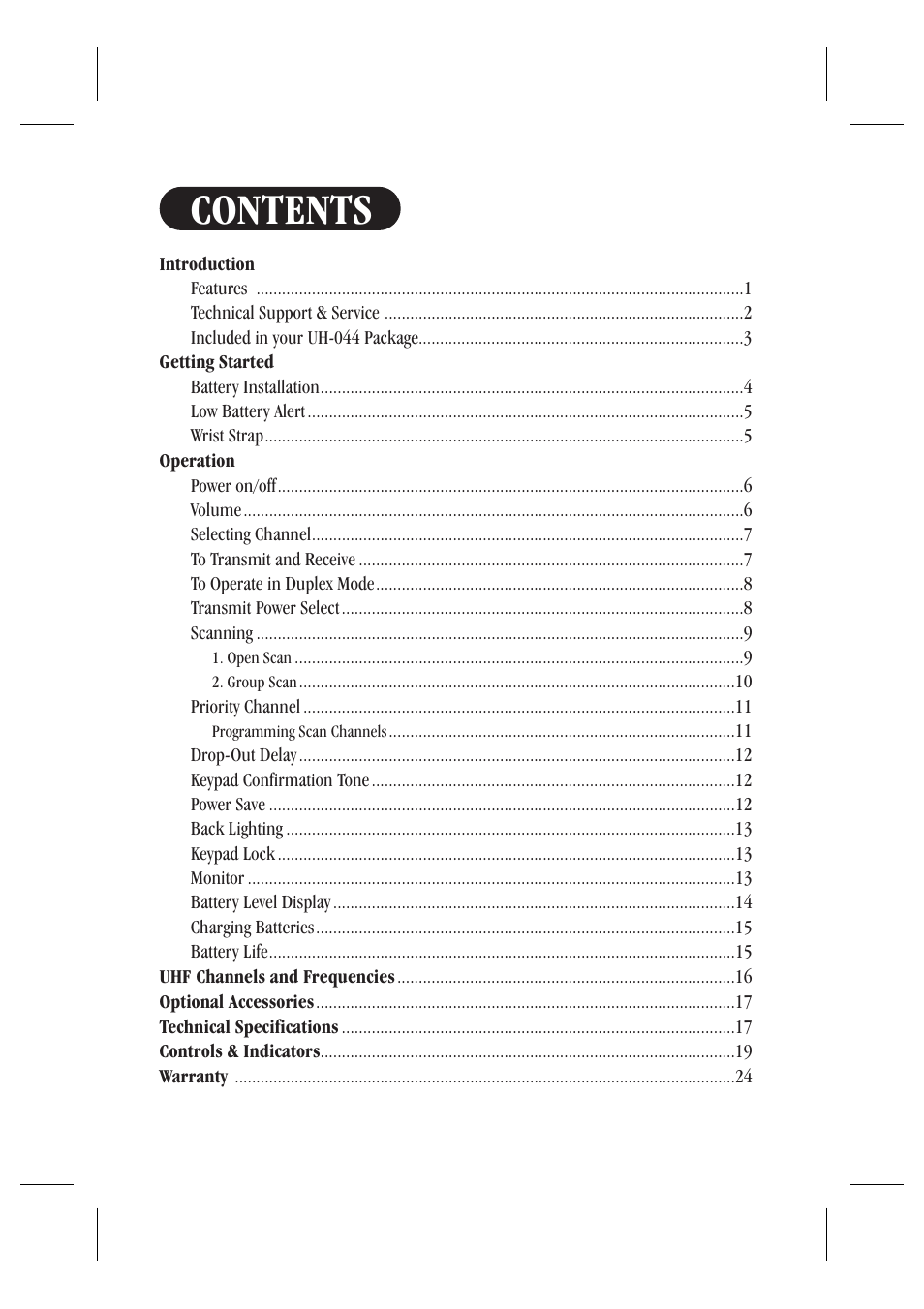 Uniden UH044SX User Manual | Page 3 / 28