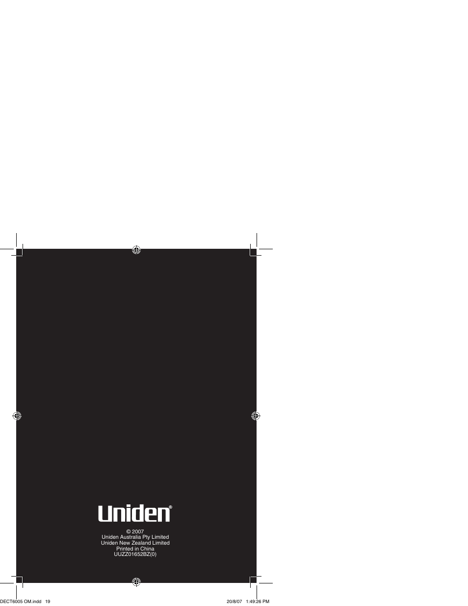 Uniden DECT 6035 User Manual | Page 20 / 20