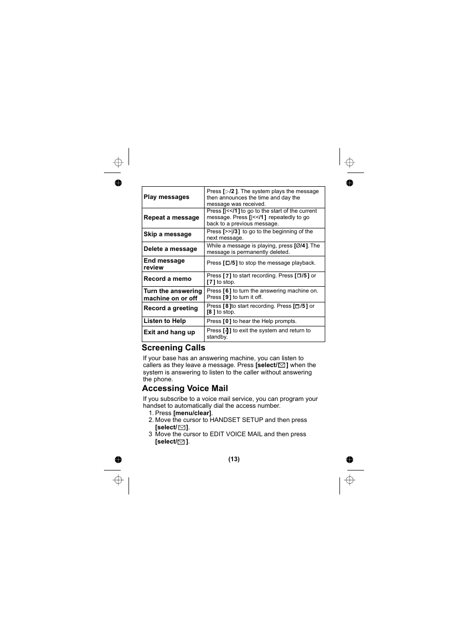 Screening calls, Accessing voice mail | Uniden DSS3405 User Manual | Page 14 / 20