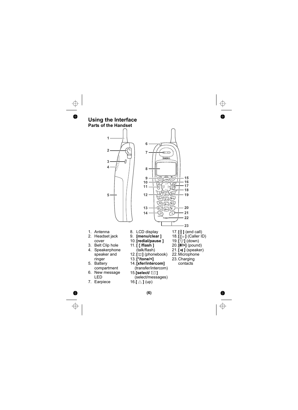 Using the interface | Uniden DSS3405 User Manual | Page 7 / 20