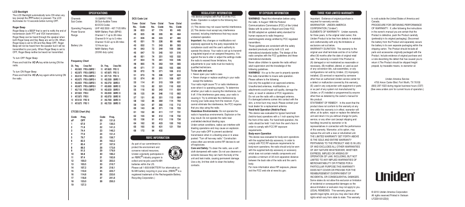 Uniden (General Mobile Radio Service) waterproof radio GMR2838-2CK User Manual | Page 2 / 2