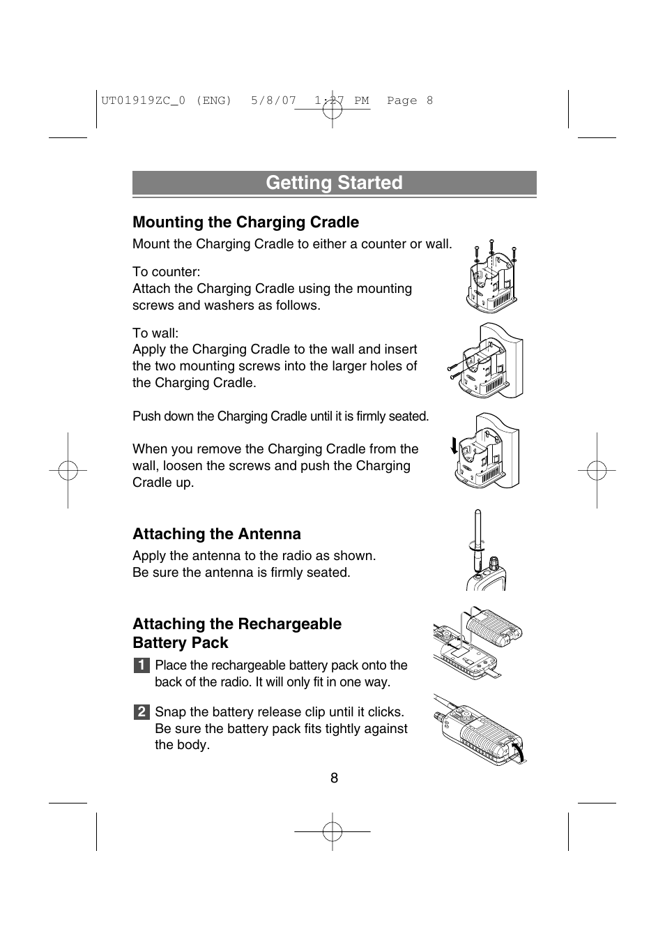Getting started | Uniden MHS350 User Manual | Page 10 / 36
