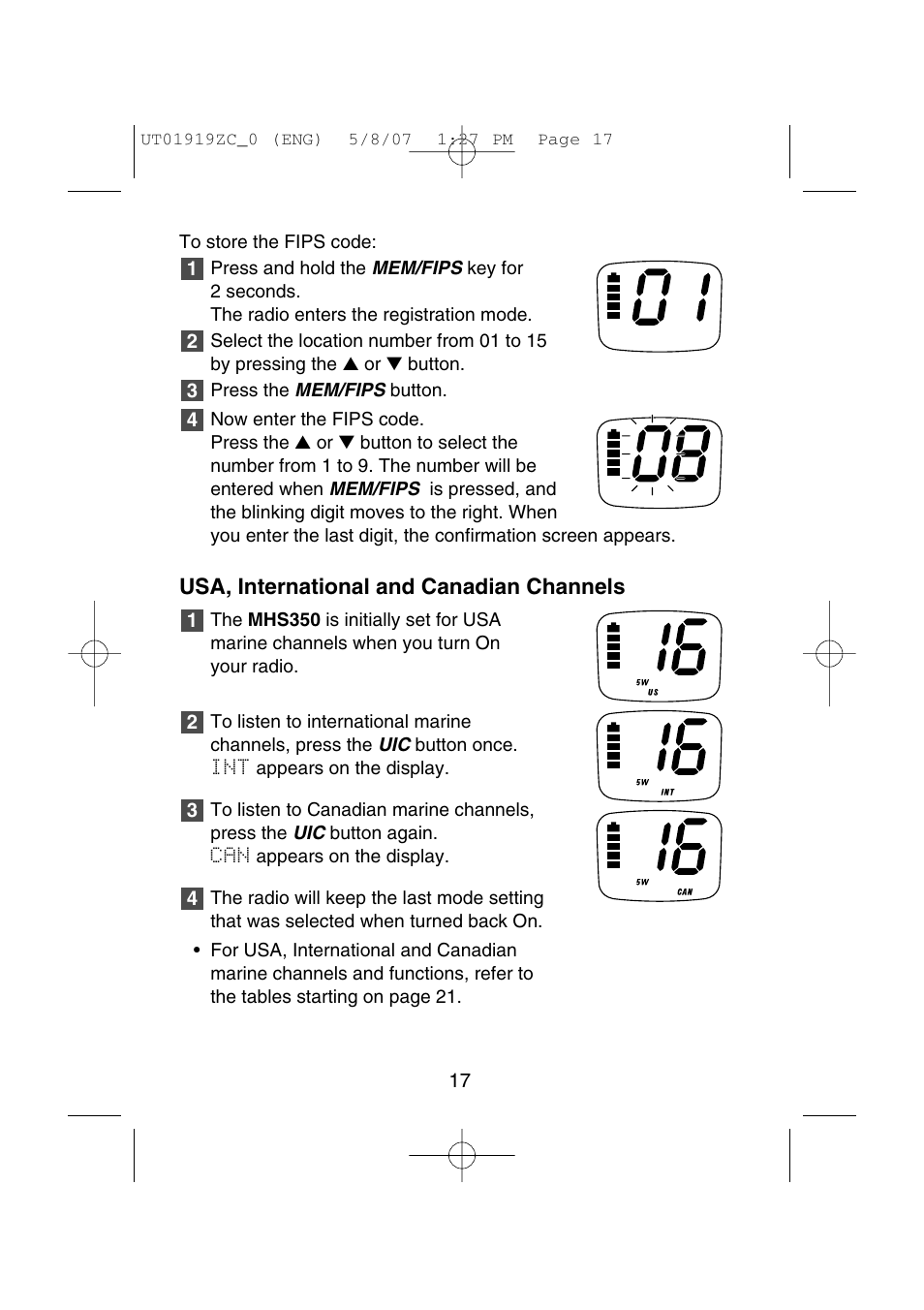 Uniden MHS350 User Manual | Page 19 / 36