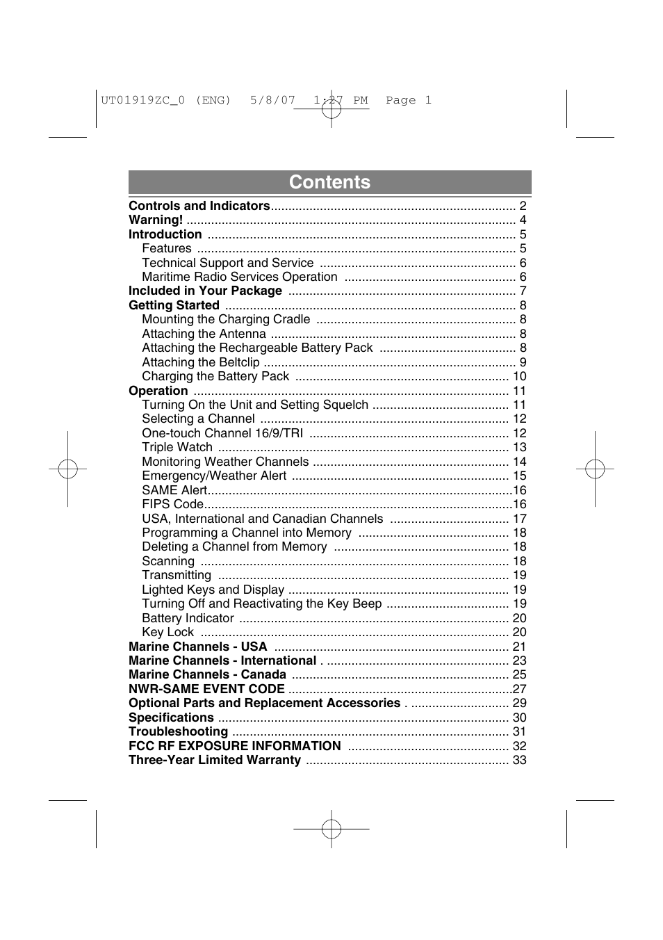 Uniden MHS350 User Manual | Page 3 / 36
